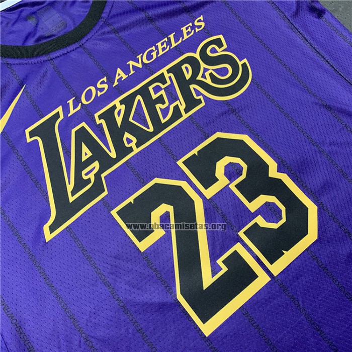 Camiseta Los Angeles Lakers Lebron James NO 23 Ciudad 2018 Violeta